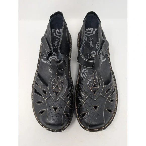 Propet Women's 12 M Black Leather Laser Cut Mary Jane Comfort Shoes Sandals - Picture 4 of 8